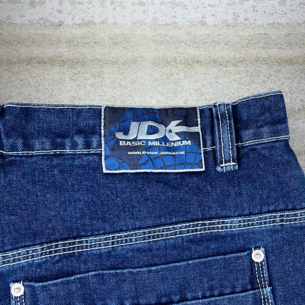 Vintage Y2K Jordache Skater Carpenter Jean Shorts 40x13 Baggy Wide Leg Dark Wash - Picture 4 of 5